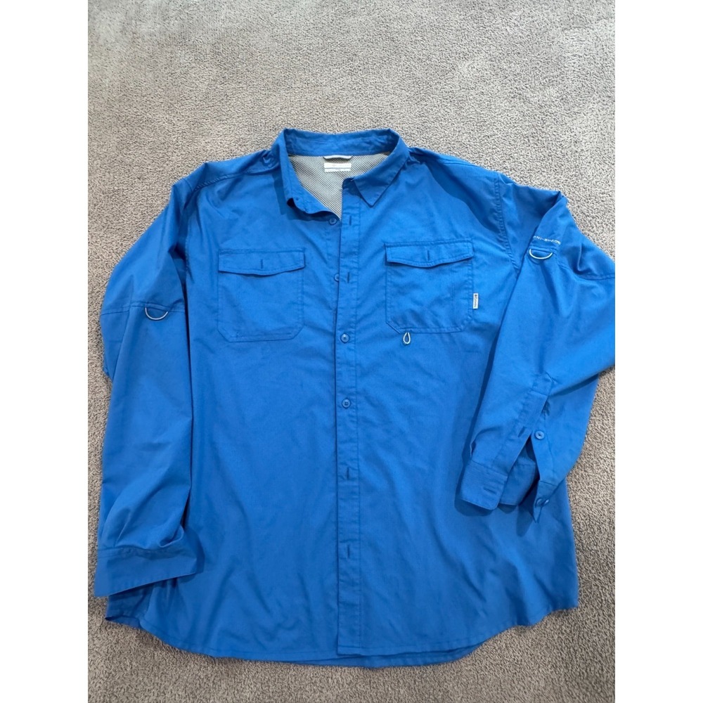 Columbia Sportswear Men's Blue Long Sleeve‎ Vented Fishing Shirt XXL/2TG